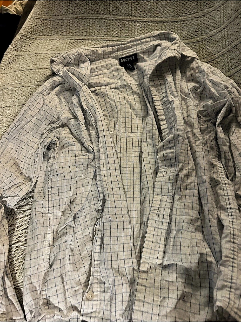MOST Checkered Cotton Button Down Shirt Size Large